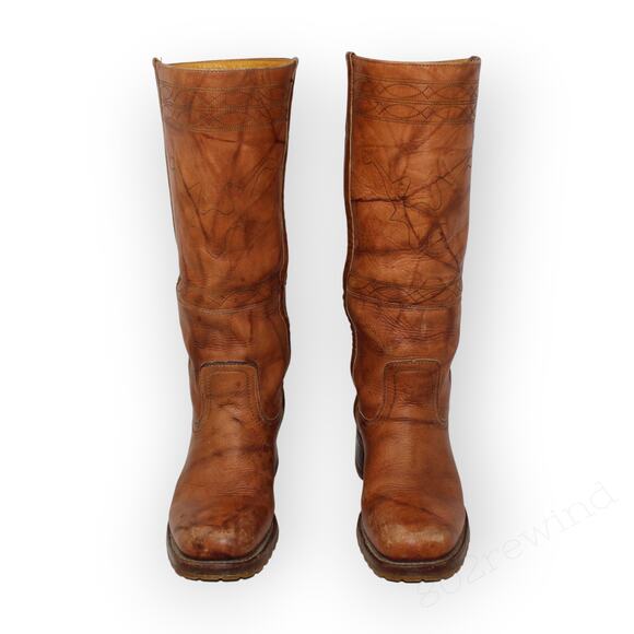 8.5 Frye Campus Stitching Horse Cowboy Boots Saddle Knee-High LugSole Western - Picture 14 of 16